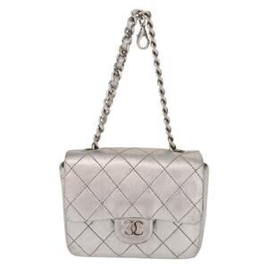 Chanel Matelasse Lambskin Chain Handbag Silver